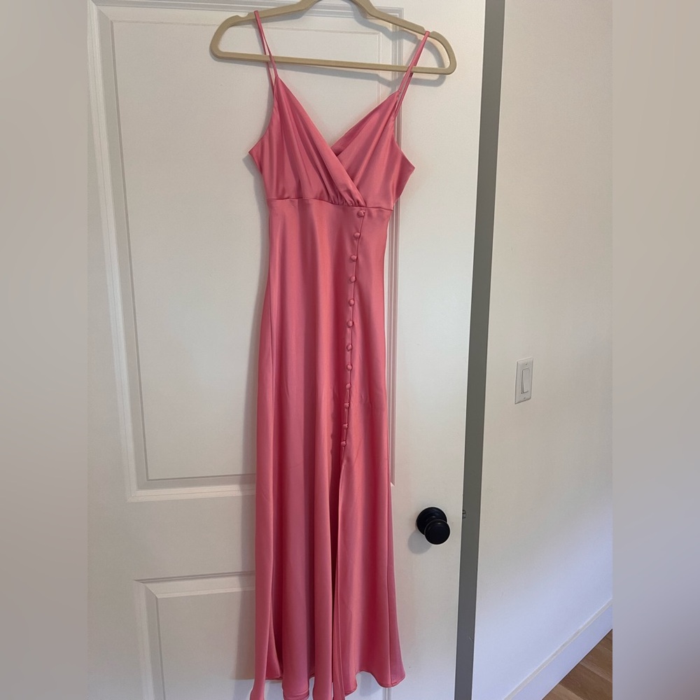 Zara pink satin midi dress xs